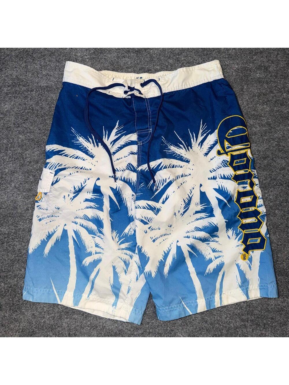 Corona Palm Tree Surf Board Shorts Mens SM 31 VTG Y2K 90s Rare